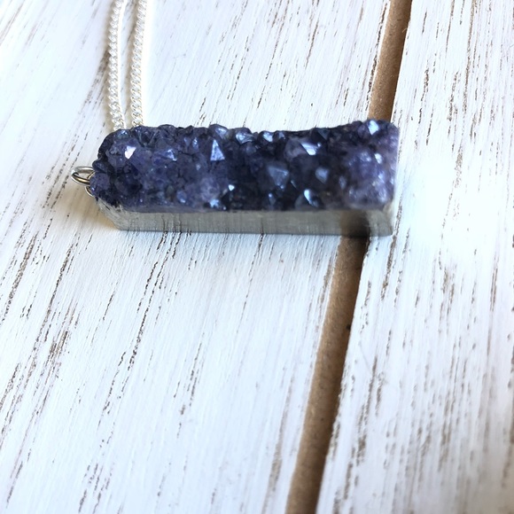 Purple Natural Druzy Stone Necklace - Picture 3 of 3